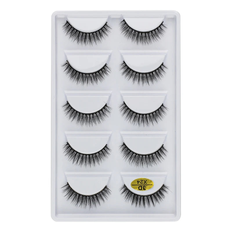 5 Pairs Natural Soft 3D Mink False Eyelashes Handmade Fake Eye Lashes Faux Cils Make Up Beauty Tools Eyelash Extension maquiagem