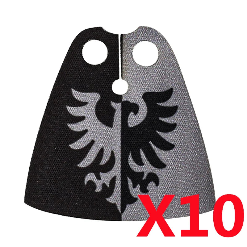 Medieval Military MOC Castle Knight Accessory Building Blocks Warhorse Cape Plush Coat Vest Shield Flag Kit Mini Toy Bricks Gift