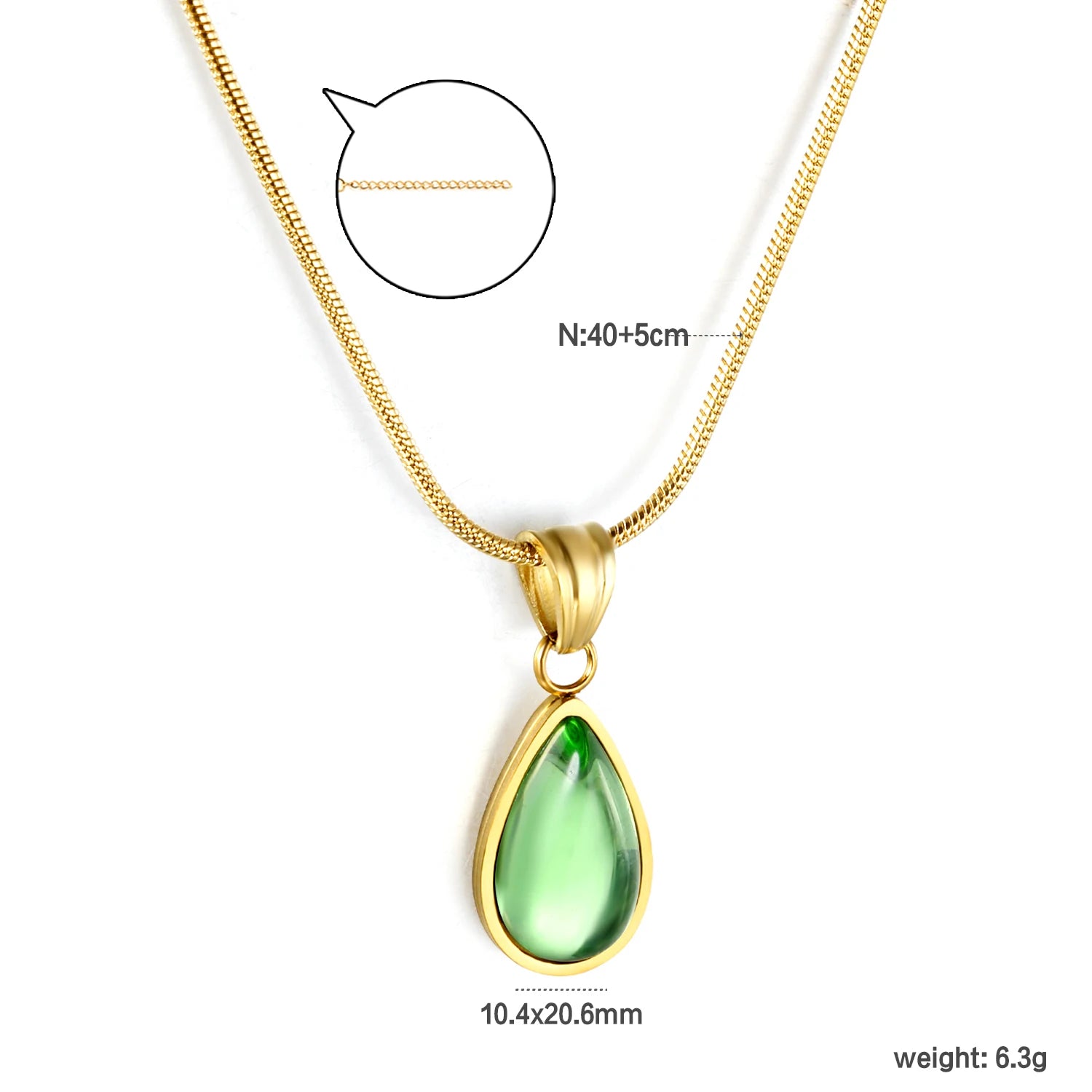 LUXUSTEEL Colorful Water Droplet Women Pendant Necklace Stainless Steel Round Cubic Zirconia Female Chain Necklace Jewelry Gift