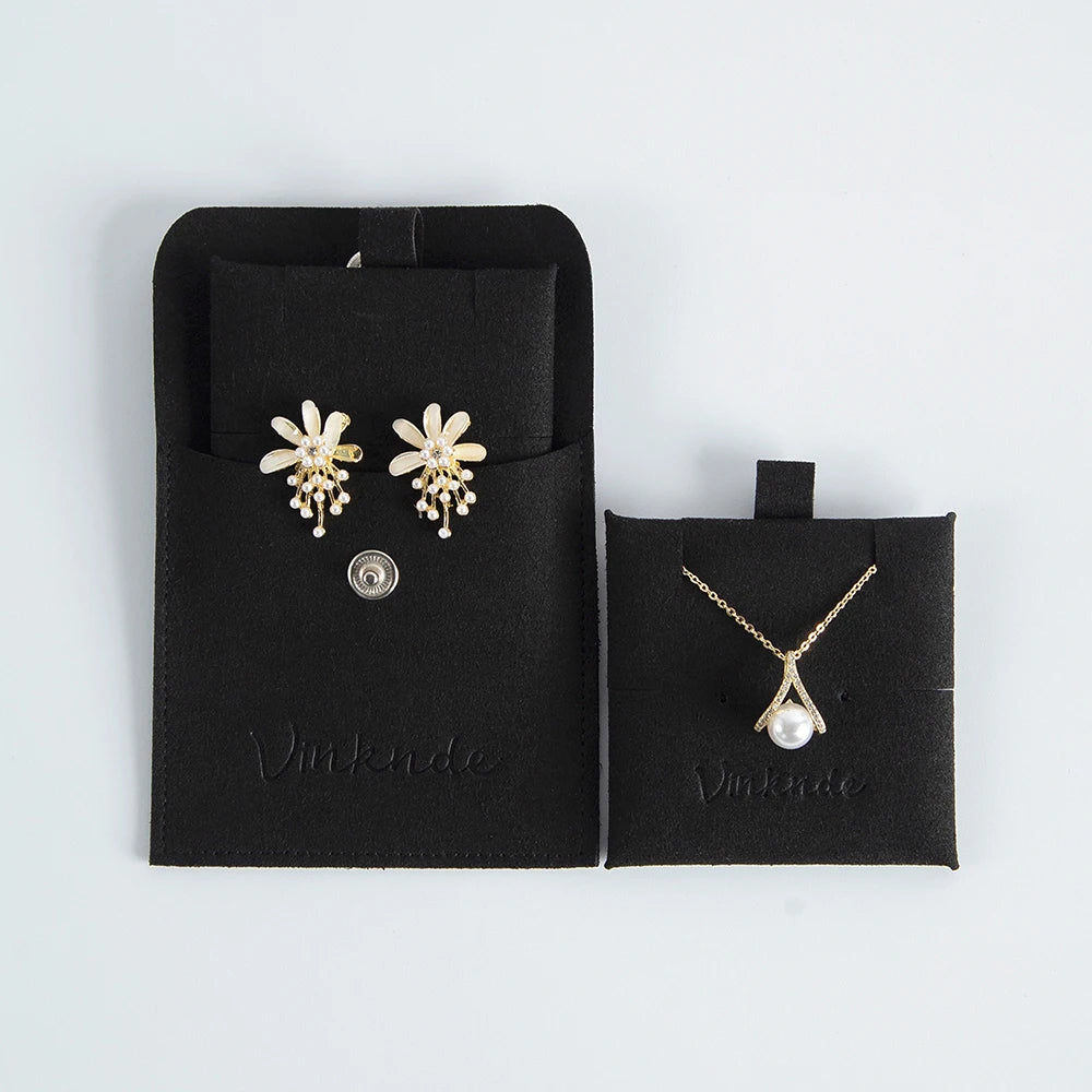 Custom Logo Microfibre Jewelry Bags With Insert Card Earrings Necklaces Parties Gift Wrap Wedding Favours Party Lipstick Sack