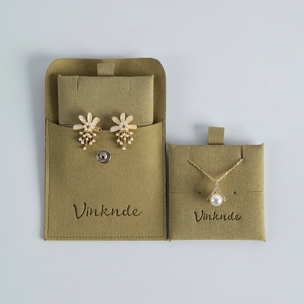 Custom Logo Microfibre Jewelry Bags With Insert Card Earrings Necklaces Parties Gift Wrap Wedding Favours Party Lipstick Sack