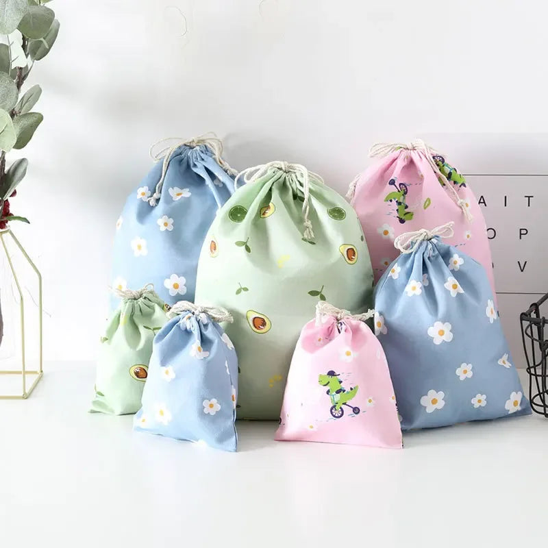 Women Girls Jewelry Lipstick Cosmetic Tote Rope Pouch String Bag Cute Small Large Coin Purse Key Earphone Drawstring Storage Bag