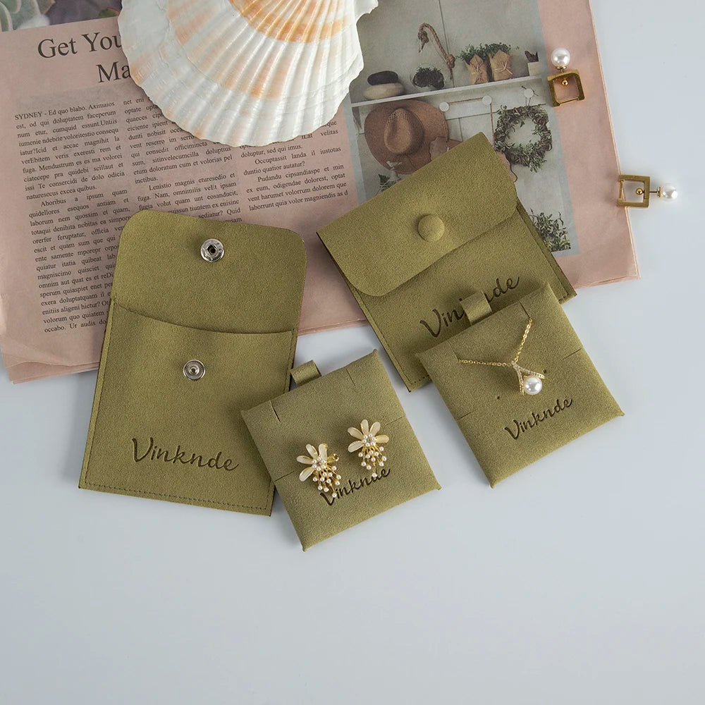 Custom Logo Microfibre Jewelry Bags With Insert Card Earrings Necklaces Parties Gift Wrap Wedding Favours Party Lipstick Sack