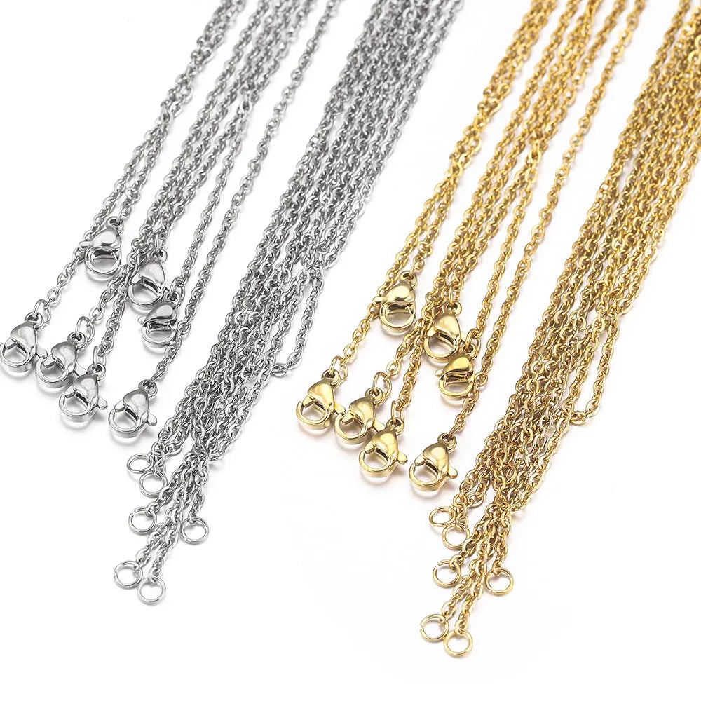 100pcs/lot Stainless Steel Gold Link Cable Chain Women Necklace for DIY Bulk Jewelry Making Supplies Wholesale 1MM 1.5MM 2MM